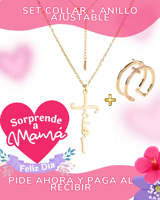 Set Amor para Mamá - "Collar Fé + Anillo Celestial Ajustable"